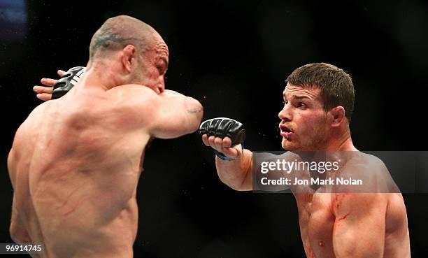 Fighter Wanderlei Silva battles UFC fighter Michael Bisping during their Ultimate Fighting Championship middleweight fight at Acer Arena on February...