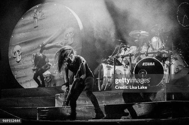 Anthrax performs at The Spectrum on June 29, 1991 in Philadelphia, Pennsylvania.