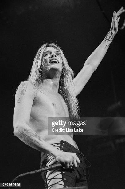 Sebastian Bach of Skid Row performs at The Spectrum on April 10, 1992 in Philadelphia, Pennsylvania.