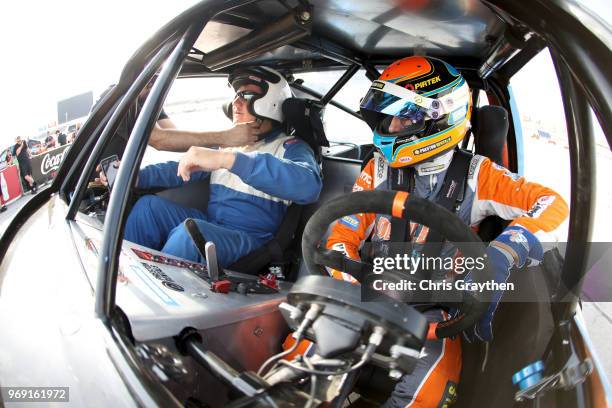 Super Trucks driver Matt Brabham drives a two seater Speed Energy Stadium Super Truck at Texas Motor Speedway on June 7, 2018 in Fort Worth, Texas.