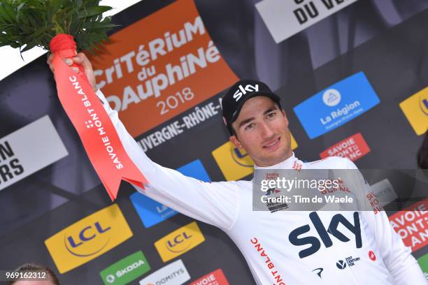 Podium / Gianni Moscon of Italy and Team Sky White Best Young Jersey / Celebration / during the 70th Criterium du Dauphine 2018, Stage 4 a 181km...