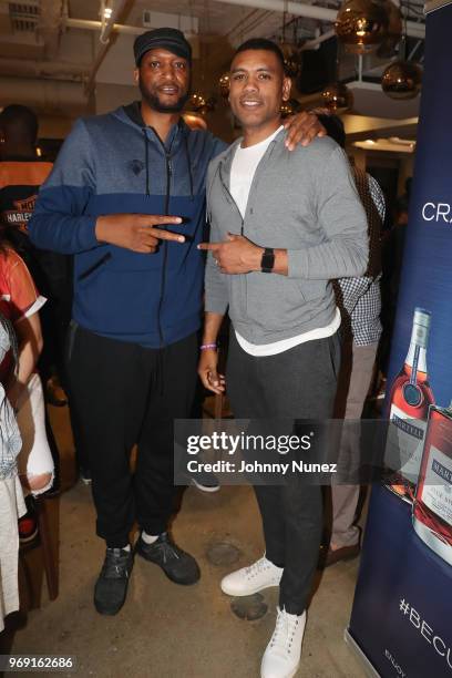 John Wallace and Allan Houston attend the NBPA PVA x Finals Viewing Party at NBPA Headquarters on June 6, 2018 in New York City.