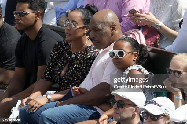 Former heavyweight champion Mike Tyson,his daughter Milan and his wife Lakiha attend the 2018 French Open - Day Twelve at Roland Garros on June 7,...