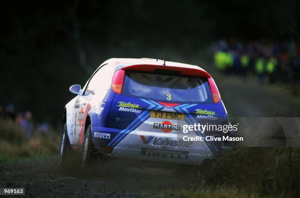 Carlos Sainz puts his Ford Focus RS to the test during the Network Q Rally of Great Britain in Cardiff, Wales. \ Mandatory Credit: Clive Mason...