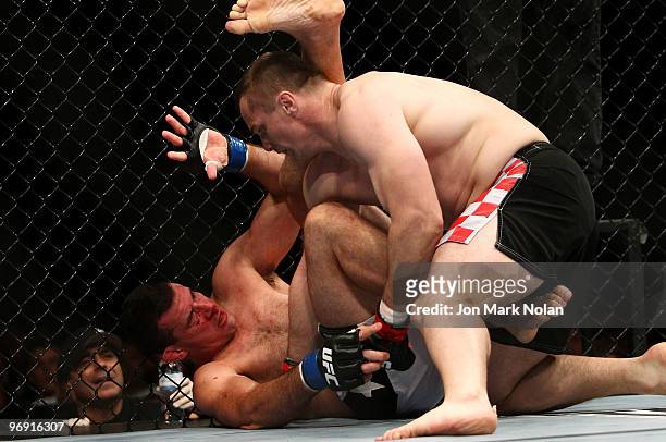 Fighter Anthony Perosh battles UFC fighter Mirko Cro Cop during their Ultimate Fighting Championship heavyweight fight at Acer Arena on February 21,...