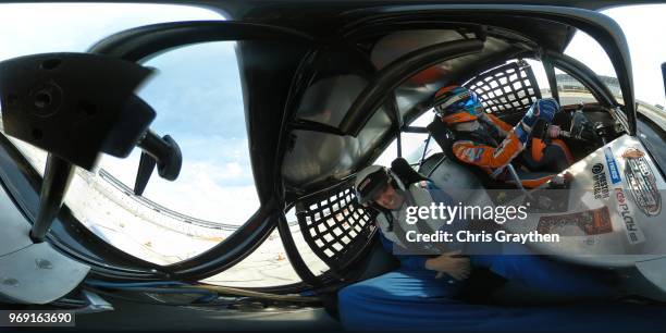 Super Trucks driver Matt Brabham drives a two seater Speed Energy Stadium Super Truck at Texas Motor Speedway on June 7, 2018 in Fort Worth, Texas.