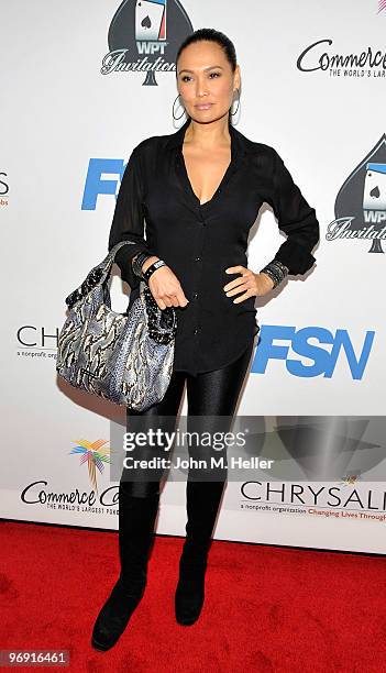 Actress Tia Carrere attends the 8th Annual World Poker Tour Invitational at Commerce Casino on February 20, 2010 in City of Commerce, California.