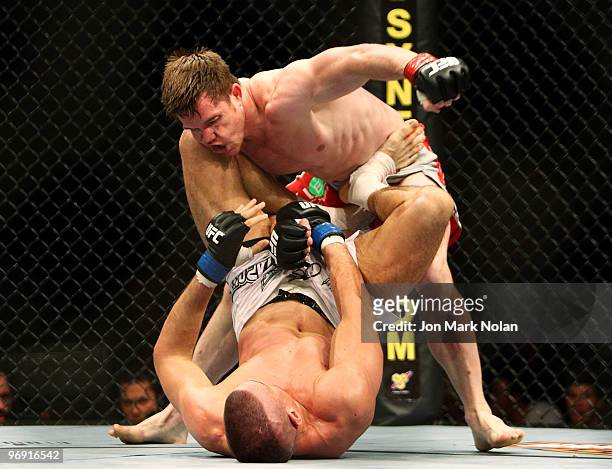 Fighter CB Dollaway battles UFC fighter Goran Reljic during their Ultimate Fighting Championship middleweight fight at Acer Arena on February 21,...