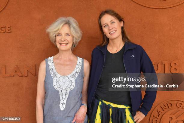 Actresses Marie-Christine Adam and Eloise Lang attend the 2018 French Open - Day Twelve at Roland Garros on June 7, 2018 in Paris, France.