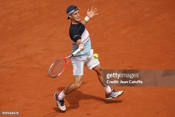 Diego Schwartzman of Argentina during Day 11 of the 2018 French Open at Roland Garros stadium on June 6, 2018 in Paris, France.