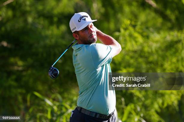 Matt Every of the United States plays his shot from the 12th tee during the first round of the FedEx St. Jude Classic at TPC Southwind on June 7,...