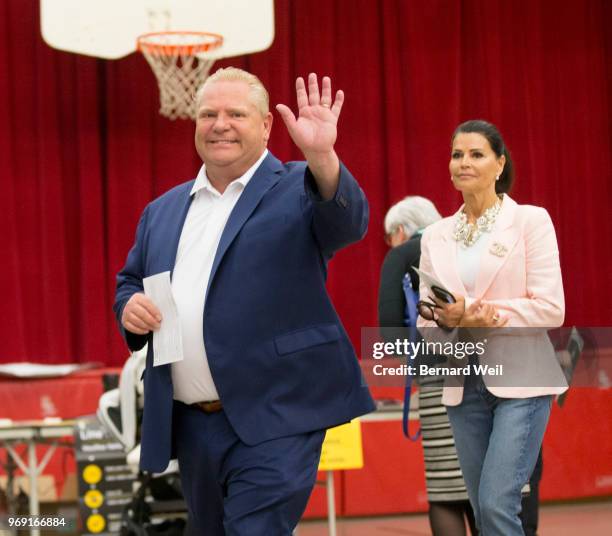 Ontario PC Leader Doug Ford casted his vote, along with his wife Karla , at St. George's Junior School Polling Station 28 Etobicoke. June 7, 2018....