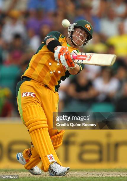 David Warner of Australia bats during the Twenty20 International match between Australia and the West Indies at Bellerive Oval on February 21, 2010...