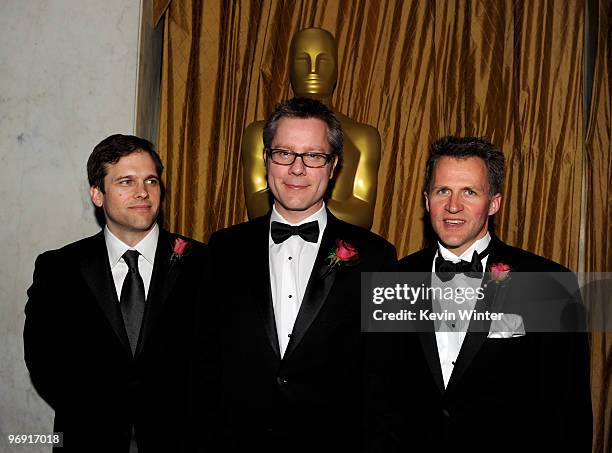 Hayden Landis, Ken McGaugh and Hilmar Koch arrive at The Scientific and Technical Awards presented by the Academy of Motion Picture Arts and Sciences...