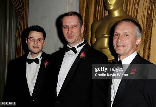 Bernd Brauner, Michael Cieslinski and Dr. Reimar Lenz arrive at The Scientific and Technical Awards presented by the Academy of Motion Picture Arts...