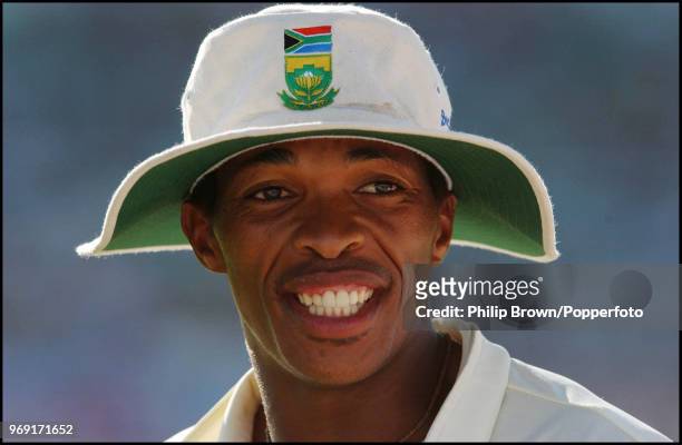 Makhaya Ntini of South Africa chats with fans while fielding during the 3rd Test match between South Africa and Australia at Kingsmead, Durban, South...