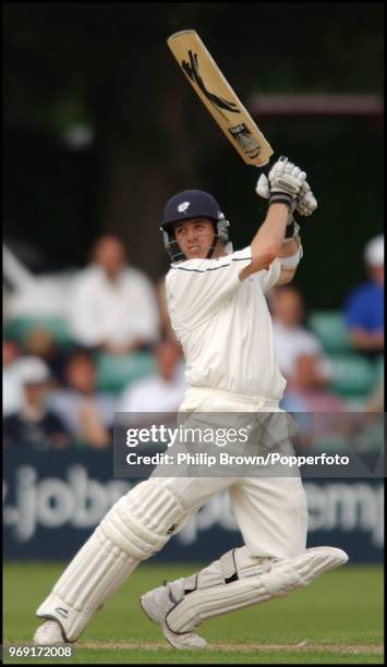 Matthew Wood of Yorkshire hits out only to be caught for 29 runs in the C&G Trophy match betwenn Worcestershire and Yorkshire at New Road, Worcester,...