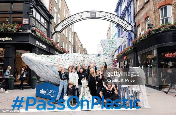 Celebrities including; Tyrone Wood, Clara Paget, Princess Eugenie, Pixie Geldof, Jo Wood and Jaime Winstone attend a photocall on Carnaby street for...