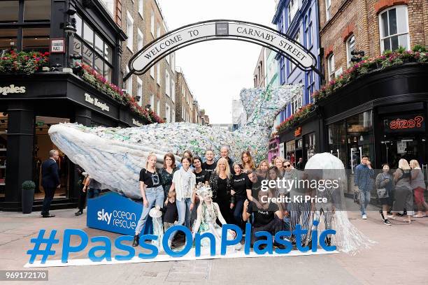 Celebrities including; Tyrone Wood, Clara Paget, Princess Eugenie, Pixie Geldof, Jo Wood and Jaime Winstone attend a photocall on Carnaby street for...