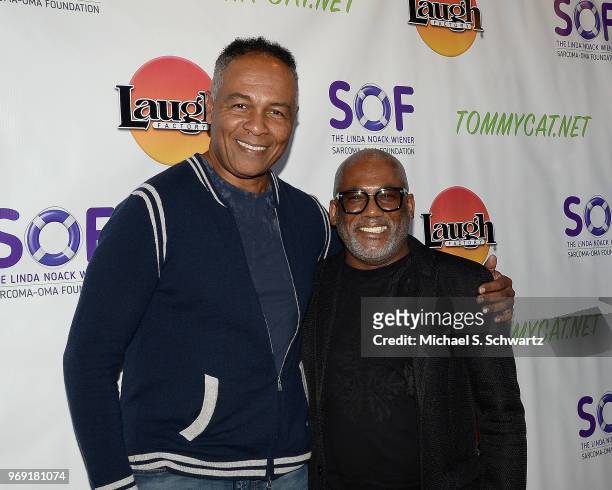 Musicians Ray Parker Jr. And Jonathan Butler attend the Sarcoma-Oma Foundation Comedy Benefit at The Laugh Factory on June 6, 2018 in West Hollywood,...