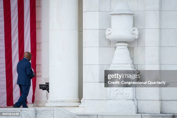 June 6: Rep. John Lewis, D-Ga., exits after reading a quote from Robert Francis Kennedy during a memorial service held in his honor at Arlington...