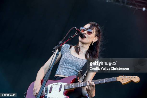 Theresa Wayman of Warpaint performs on stage at the Northside Festival on June 7, 2018 in Aarhus, Denmark.