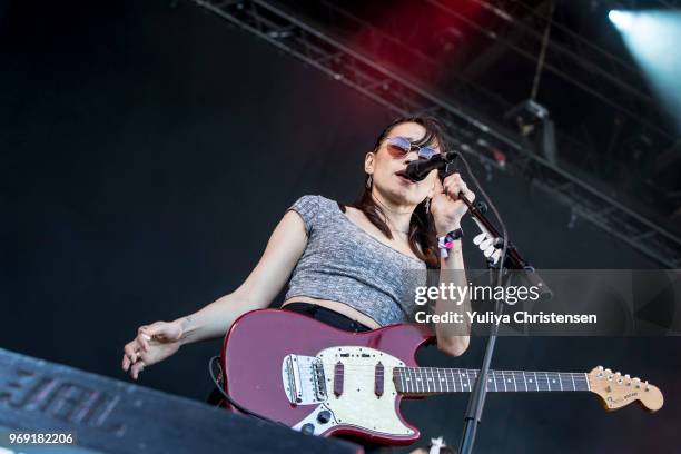 Theresa Wayman of Warpaint performs on stage at the Northside Festival on June 7, 2018 in Aarhus, Denmark.