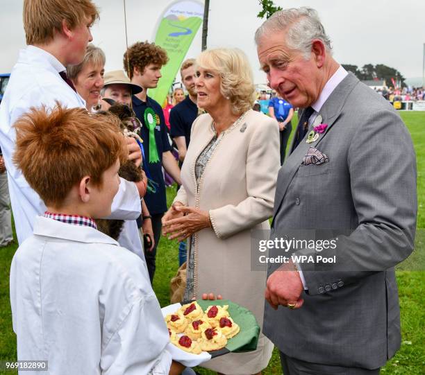 Prince Charles, Prince of Wales and Camilla, Duchess of Cornwall, who is also Vice-President of the Royal Cornwall Agricultural Association attend...