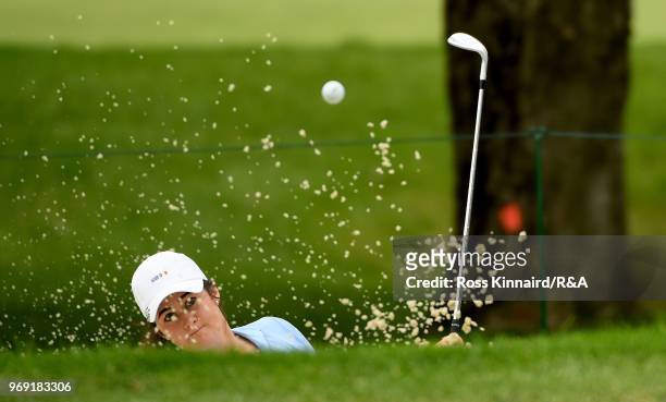 Paula Grant of Great Britian & Ireland in action during a practice session prior to the 2018 Curtis Cup at Quaker Ridge Golf Club on June 7, 2018 in...