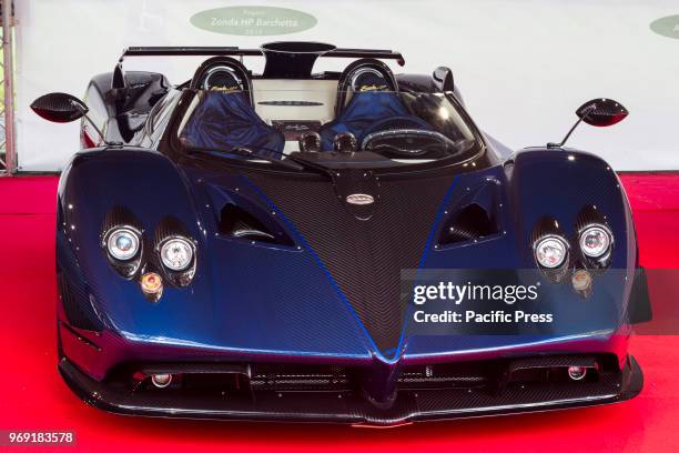 The prototype car Pagani Zonda HP Barchetta of 2017 on exhibition at 2018 edition of Parco Valentino car show. The show hosts cars by many automobile...