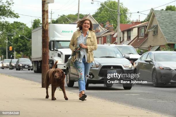 National anchor Lisa LaFlamme and her dog Toby head to vote. Ontario Voters went to the polls today to elect new government. June 7, 2018.