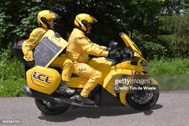 Ardoisier Time Keeper Motor Bike / during the 70th Criterium du Dauphine 2018, Stage 4 a 181km stage from Chazey-sur-Ain to Lans-en-Vercors 1409m on...