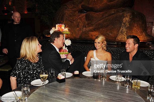 Kathy Hilton, Rick Hilton, Paris Hilton and Doug Reinhardt celebrate Paris' birthday atTAO restaurnat at the Venetian on February 20, 2010 in Las...