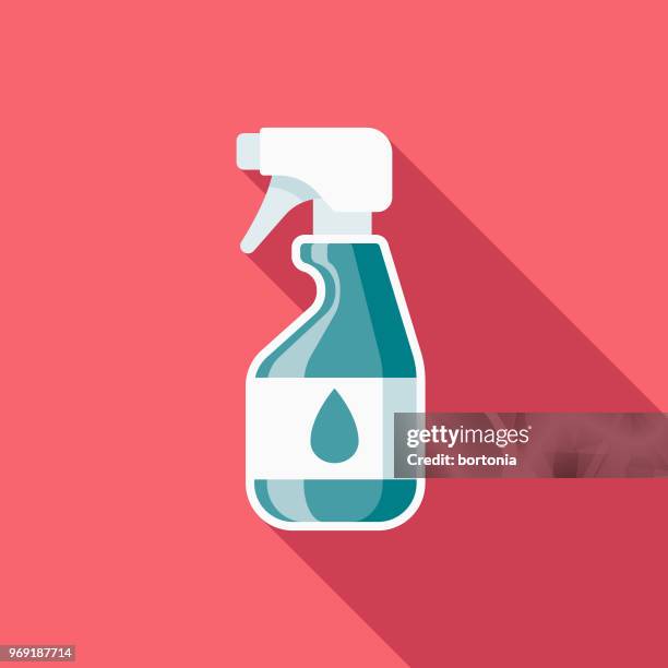 spring cleaning flat design springtime icon - spray cleaner stock illustrations