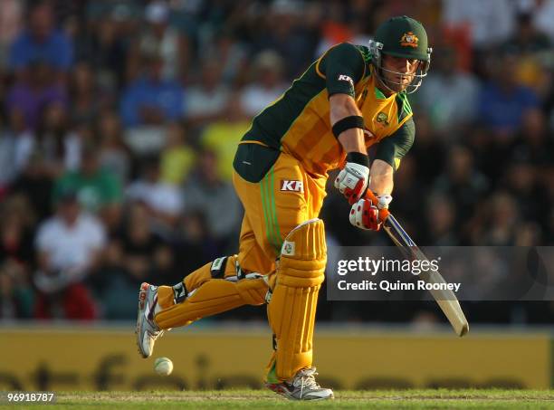 Travis Birt of Australia bats during the Twenty20 International match between Australia and the West Indies at Bellerive Oval on February 21, 2010 in...