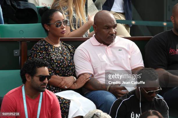 Mike Tyson and his wife Kiki Tyson watching the all american semi-final between Sloane Stephens and Madison Keys during Day 12 of the 2018 French...