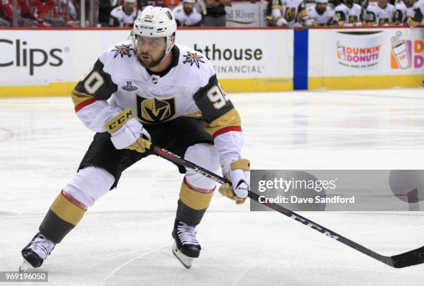 Tomas Tatar of the Vegas Golden Knights plays against the Washington Capitals during Game Four of the 2018 NHL Stanley Cup Final at Capital One Arena...