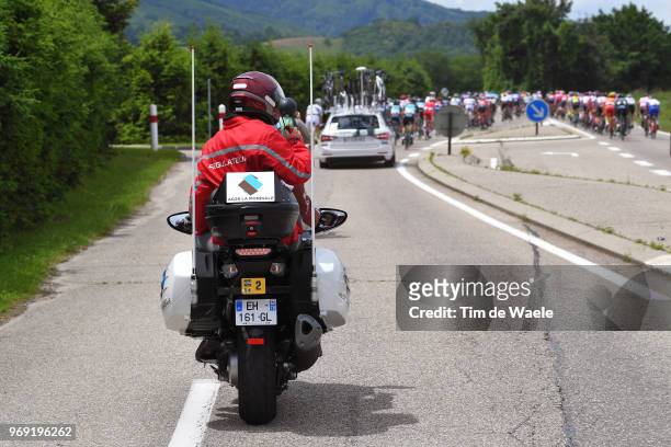 Moto Regulator / during the 70th Criterium du Dauphine 2018, Stage 4 a 181km stage from Chazey-sur-Ain to Lans-en-Vercors 1409m on June 7, 2018 in...