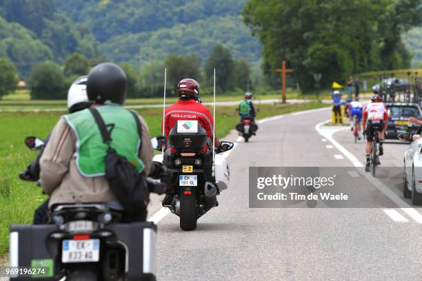 Moto Regulator / during the 70th Criterium du Dauphine 2018, Stage 4 a 181km stage from Chazey-sur-Ain to Lans-en-Vercors 1409m on June 7, 2018 in...