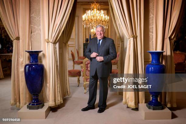 French Senate President Gerard Larcher poses at the Palais du Luxembourg housing the French Senate during a photo session in Paris on June 6, 2018
