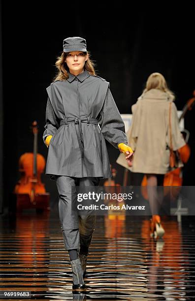 Model walks the runway at The Ailanto show during Cibeles Fashion Week at Ifema on February 21, 2010 in Madrid, Spain.