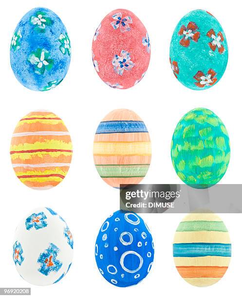 handgemachten ostereiern - easter egg colour isolated stock-fotos und bilder