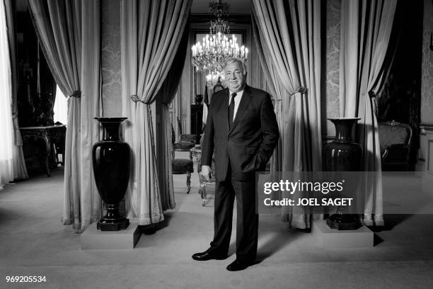 French Senate President Gerard Larcher poses at the Palais du Luxembourg housing the French Senate, during a photo session in Paris on June 6, 2018.