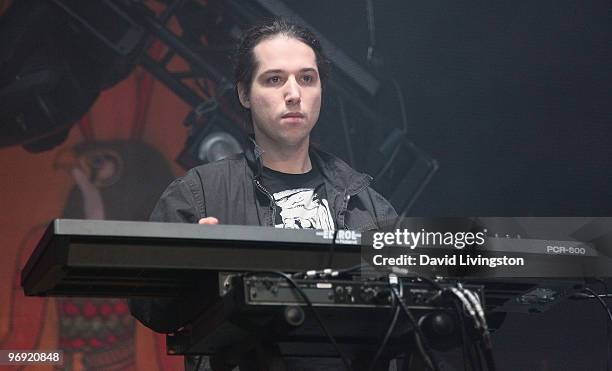 Recording artist Erez Eisen of Infected Mushroom performs on stage at the Hollywood Palladium on February 21, 2010 in Hollywood, California.