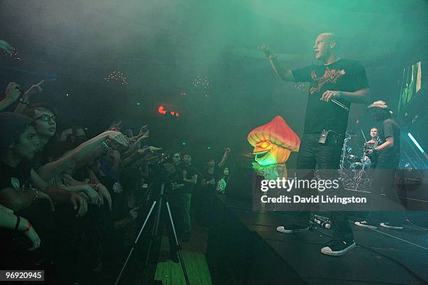 Recording artist Amit "Duvdev" Duvdevani of Infected Mushroom performs on stage at the Hollywood Palladium on February 21, 2010 in Hollywood,...