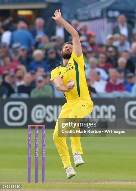 Australia's Michael Neser in bowling action during the tour match at the 1st Central County Ground, Hove.