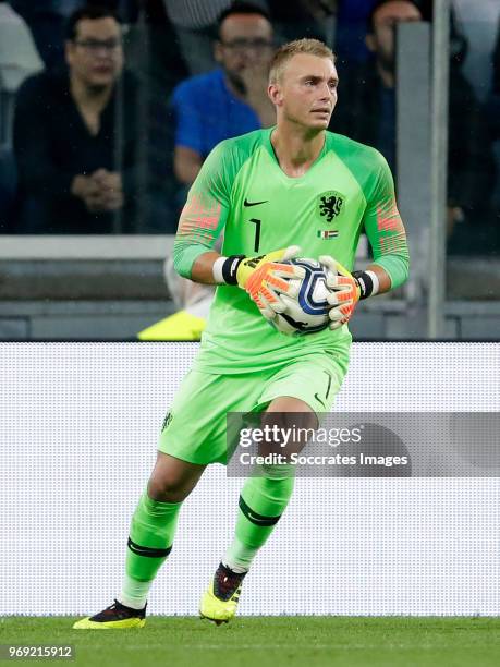 Jasper Cillessen of Holland during the International Friendly match between Italy v Holland at the Allianz Stadium on June 4, 2018 in Turin Italy