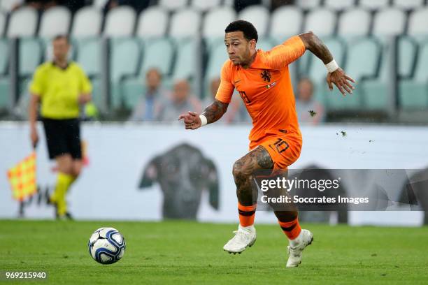 Memphis Depay of Holland during the International Friendly match between Italy v Holland at the Allianz Stadium on June 4, 2018 in Turin Italy