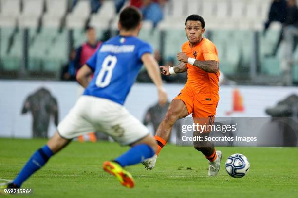 Memphis Depay of Holland during the International Friendly match between Italy v Holland at the Allianz Stadium on June 4, 2018 in Turin Italy