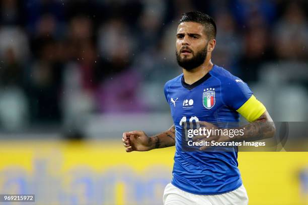 Lorenzo Insigne of Italy during the International Friendly match between Italy v Holland at the Allianz Stadium on June 4, 2018 in Turin Italy